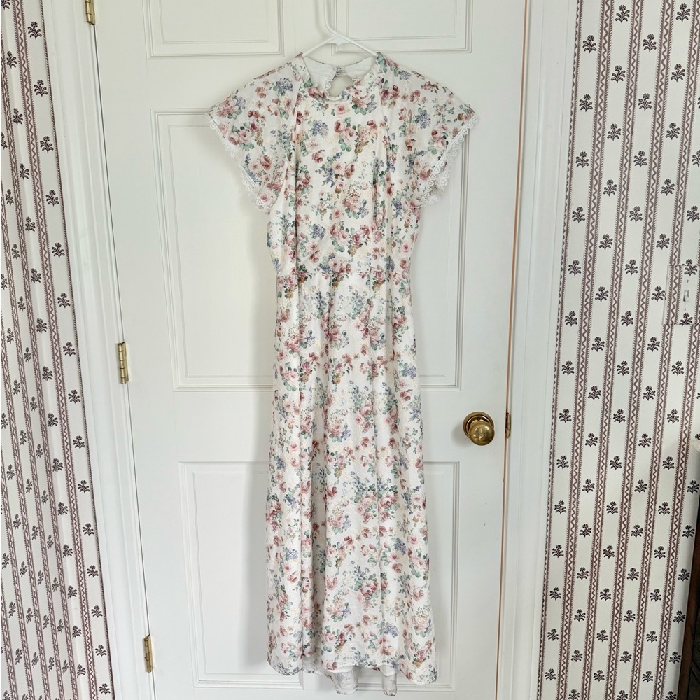 Lulu's Floral White Maxi Dress